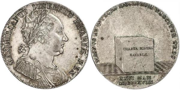 1 Thaler 巴伐利亞王國 (1806 - 1918) 銀 马克西米利安一世 (巴伐利亚国王) (1756 - 1825)