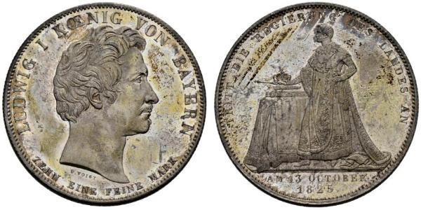 1 Thaler 巴伐利亞王國 (1806 - 1918) 銀 路德维希一世 (巴伐利亚)