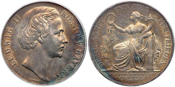 1 Thaler 巴伐利亞王國 (1806 - 1918) 銀 路德维希二世 (巴伐利亚)