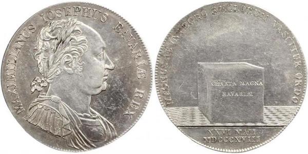 1 Thaler 巴伐利亞王國 (1806 - 1918) 銀 马克西米利安一世 (巴伐利亚国王) (1756 - 1825)