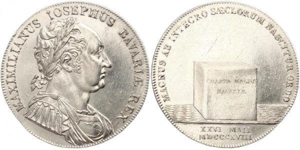 1 Thaler 巴伐利亞王國 (1806 - 1918) 銀 马克西米利安一世 (巴伐利亚国王) (1756 - 1825)