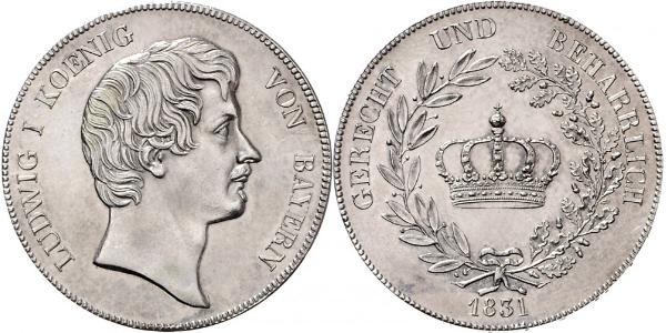 1 Thaler 巴伐利亞王國 (1806 - 1918) 銀 路德维希一世 (巴伐利亚)