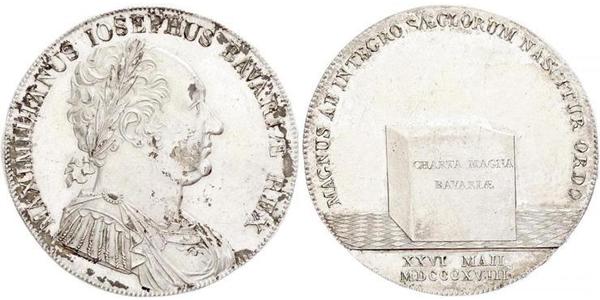 1 Thaler 巴伐利亞王國 (1806 - 1918) 銀 马克西米利安一世 (巴伐利亚国王) (1756 - 1825)