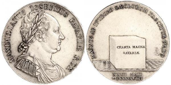1 Thaler 巴伐利亞王國 (1806 - 1918) 銀 马克西米利安一世 (巴伐利亚国王) (1756 - 1825)