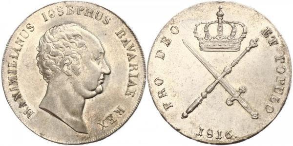 1 Thaler 巴伐利亞王國 (1806 - 1918) 銀 马克西米利安一世 (巴伐利亚国王) (1756 - 1825)