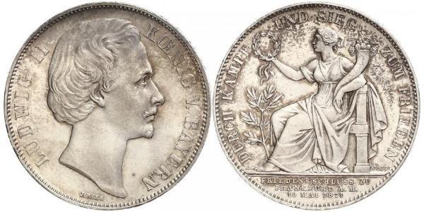 1 Thaler 巴伐利亞王國 (1806 - 1918) 銀 路德维希二世 (巴伐利亚)
