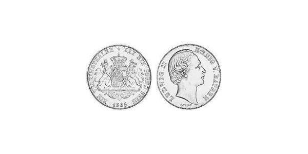 1 Thaler 巴伐利亞王國 (1806 - 1918) 銀 路德维希二世 (巴伐利亚)