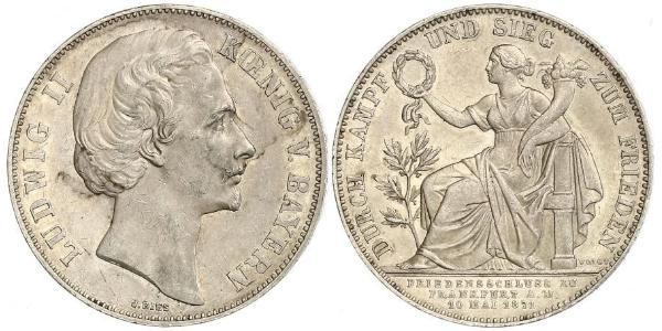 1 Thaler 巴伐利亞王國 (1806 - 1918) 銀 路德维希二世 (巴伐利亚)