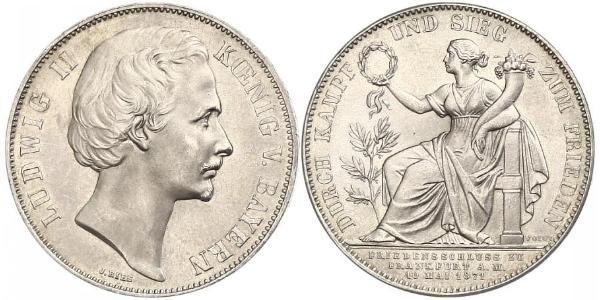 1 Thaler 巴伐利亞王國 (1806 - 1918) 銀 路德维希二世 (巴伐利亚)
