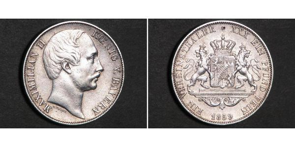 1 Thaler 巴伐利亞王國 (1806 - 1918) 銀 马克西米利安二世 (巴伐利亚国王)