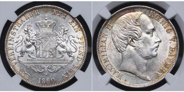 1 Thaler 巴伐利亞王國 (1806 - 1918) 銀 马克西米利安二世 (巴伐利亚国王)