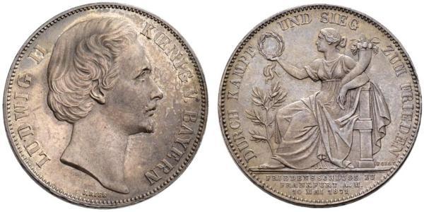 1 Thaler 巴伐利亞王國 (1806 - 1918) 銀 路德维希二世 (巴伐利亚)