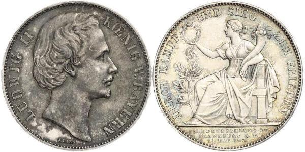 1 Thaler 巴伐利亞王國 (1806 - 1918) 銀 路德维希二世 (巴伐利亚)