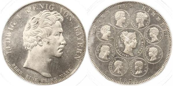 1 Thaler 巴伐利亞王國 (1806 - 1918) 銀 路德维希一世 (巴伐利亚)