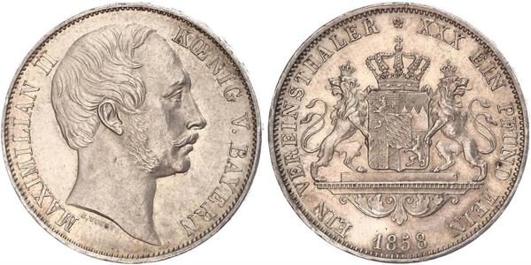 1 Thaler 巴伐利亞王國 (1806 - 1918) 銀 马克西米利安二世 (巴伐利亚国王)