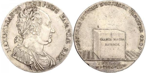 1 Thaler 巴伐利亞王國 (1806 - 1918) 銀 马克西米利安一世 (巴伐利亚国王) (1756 - 1825)