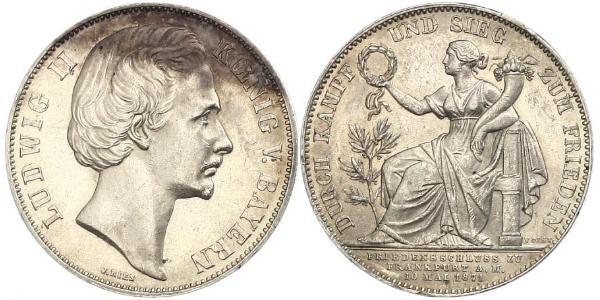 1 Thaler 巴伐利亞王國 (1806 - 1918) 銀 路德维希二世 (巴伐利亚)