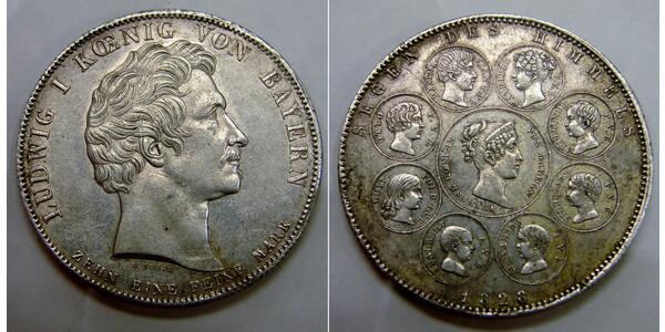 1 Thaler 巴伐利亞王國 (1806 - 1918) 銀 路德维希一世 (巴伐利亚)