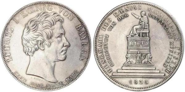 1 Thaler 巴伐利亞王國 (1806 - 1918) 銀 路德维希一世 (巴伐利亚)