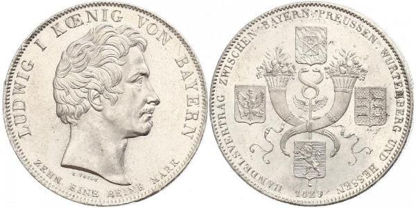 1 Thaler 巴伐利亞王國 (1806 - 1918) 銀 路德维希一世 (巴伐利亚)