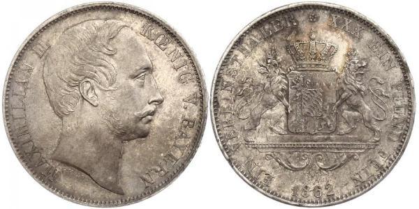 1 Thaler 巴伐利亞王國 (1806 - 1918) 銀 马克西米利安二世 (巴伐利亚国王)