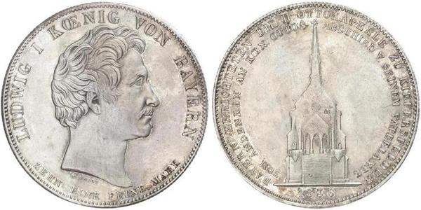 1 Thaler 巴伐利亞王國 (1806 - 1918) 銀 路德维希一世 (巴伐利亚)
