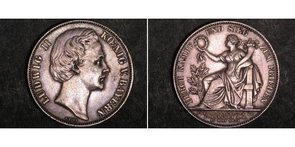 1 Thaler 巴伐利亞王國 (1806 - 1918) 銀 路德维希二世 (巴伐利亚)