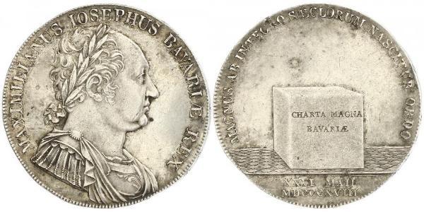 1 Thaler 巴伐利亞王國 (1806 - 1918) 銀 马克西米利安一世 (巴伐利亚国王) (1756 - 1825)