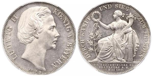 1 Thaler 巴伐利亞王國 (1806 - 1918) 銀 路德维希二世 (巴伐利亚)