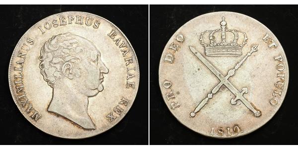 1 Thaler 巴伐利亞王國 (1806 - 1918) 銀 马克西米利安一世 (巴伐利亚国王) (1756 - 1825)