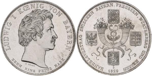 1 Thaler 巴伐利亞王國 (1806 - 1918) 銀 路德维希一世 (巴伐利亚)