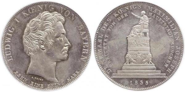1 Thaler 巴伐利亞王國 (1806 - 1918) 銀 路德维希一世 (巴伐利亚)