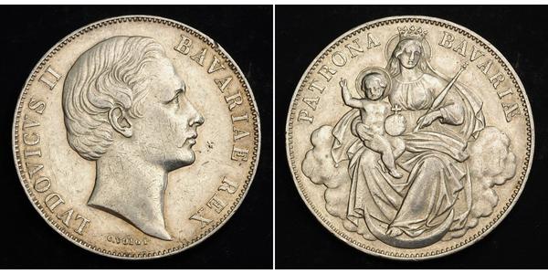1 Thaler 巴伐利亞王國 (1806 - 1918) 銀 路德维希二世 (巴伐利亚)