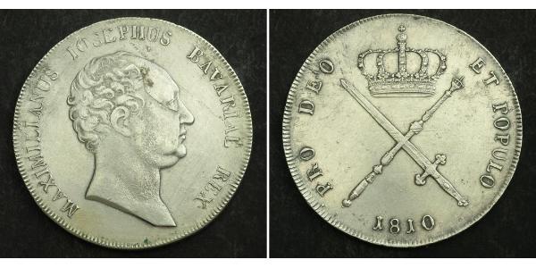 1 Thaler 巴伐利亞王國 (1806 - 1918) 銀 马克西米利安一世 (巴伐利亚国王) (1756 - 1825)