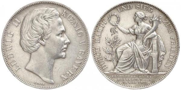 1 Thaler 巴伐利亞王國 (1806 - 1918) 銀 路德维希二世 (巴伐利亚)