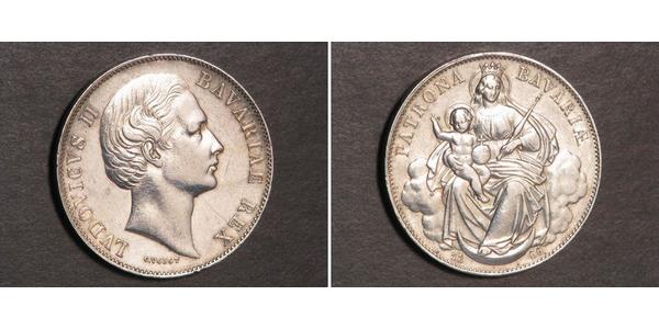 1 Thaler 巴伐利亞王國 (1806 - 1918) 銀 路德维希二世 (巴伐利亚)