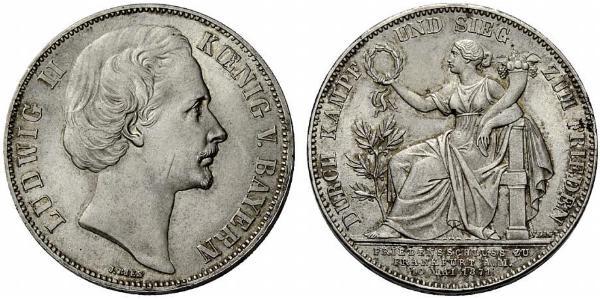 1 Thaler 巴伐利亞王國 (1806 - 1918) 銀 路德维希二世 (巴伐利亚)