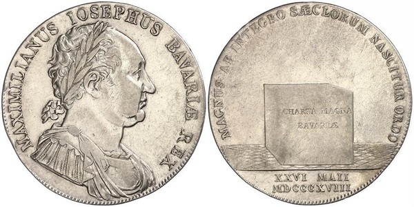 1 Thaler 巴伐利亞王國 (1806 - 1918) 銀 马克西米利安一世 (巴伐利亚国王) (1756 - 1825)