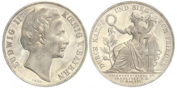 1 Thaler 巴伐利亞王國 (1806 - 1918) 銀 路德维希二世 (巴伐利亚)