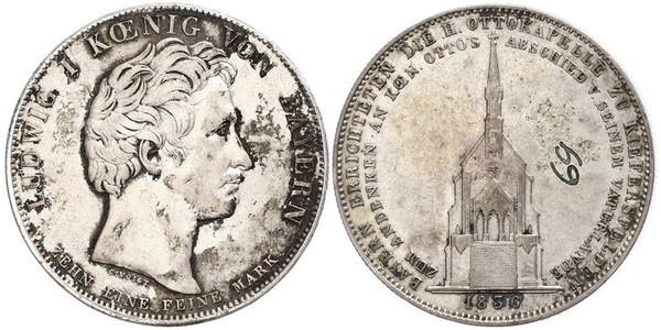 1 Thaler 巴伐利亞王國 (1806 - 1918) 銀 路德维希一世 (巴伐利亚)