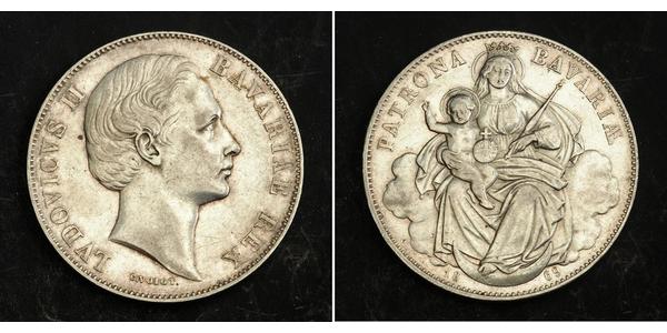 1 Thaler 巴伐利亞王國 (1806 - 1918) 銀 路德维希二世 (巴伐利亚)