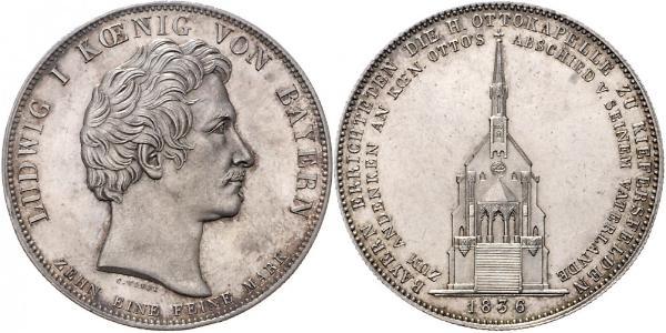 1 Thaler 巴伐利亞王國 (1806 - 1918) 銀 路德维希一世 (巴伐利亚)