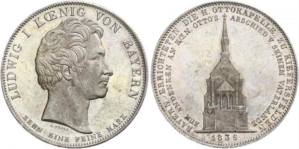 1 Thaler 巴伐利亞王國 (1806 - 1918) 銀 路德维希一世 (巴伐利亚)