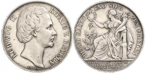 1 Thaler 巴伐利亞王國 (1806 - 1918) 銀 路德维希二世 (巴伐利亚)