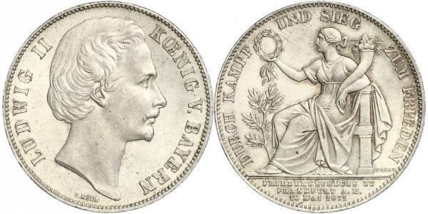 1 Thaler 巴伐利亞王國 (1806 - 1918) 銀 路德维希二世 (巴伐利亚)