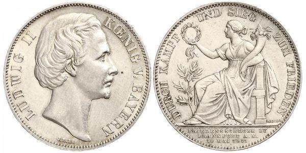 1 Thaler 巴伐利亞王國 (1806 - 1918) 銀 路德维希二世 (巴伐利亚)