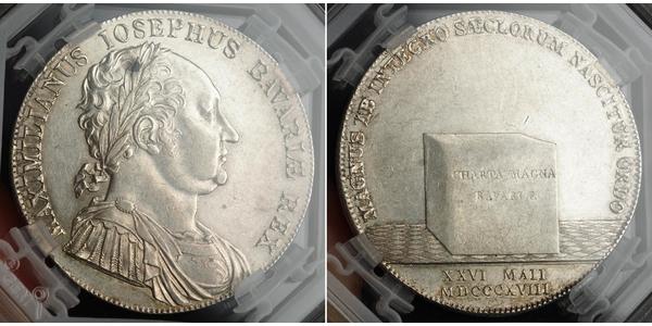 1 Thaler 巴伐利亞王國 (1806 - 1918) 銀 马克西米利安一世 (巴伐利亚国王) (1756 - 1825)