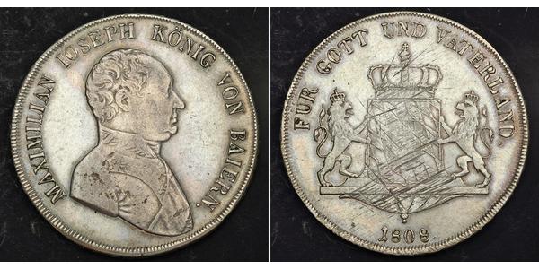 1 Thaler 巴伐利亞王國 (1806 - 1918) 銀 马克西米利安一世 (巴伐利亚国王) (1756 - 1825)