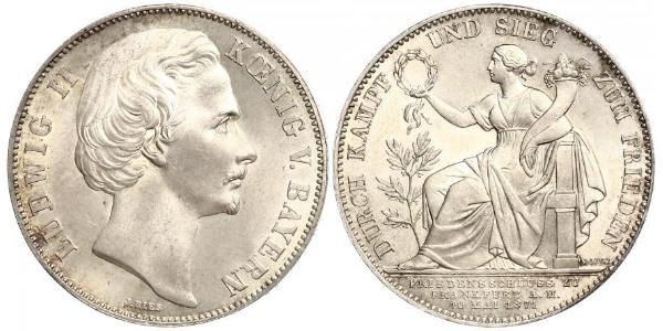 1 Thaler 巴伐利亞王國 (1806 - 1918) 銀 路德维希二世 (巴伐利亚)