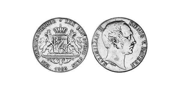 1 Thaler 巴伐利亞王國 (1806 - 1918) 銀 马克西米利安二世 (巴伐利亚国王)